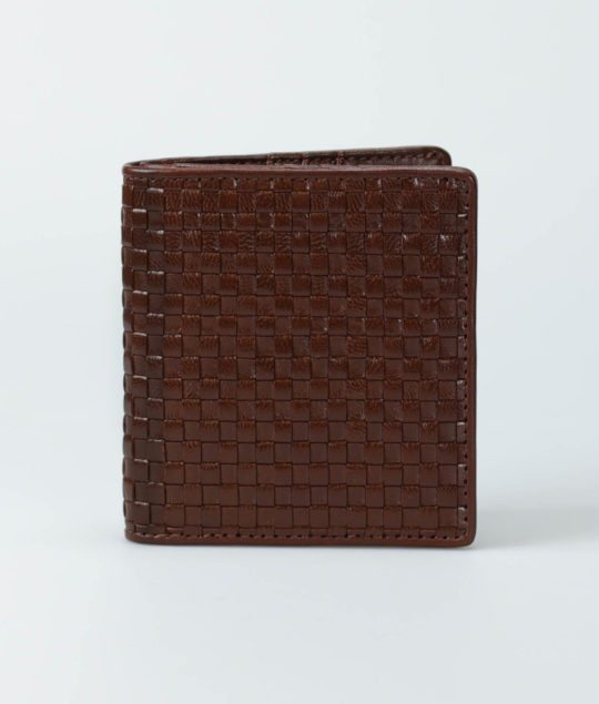 Bifold Vertical Woven Leather Wallet