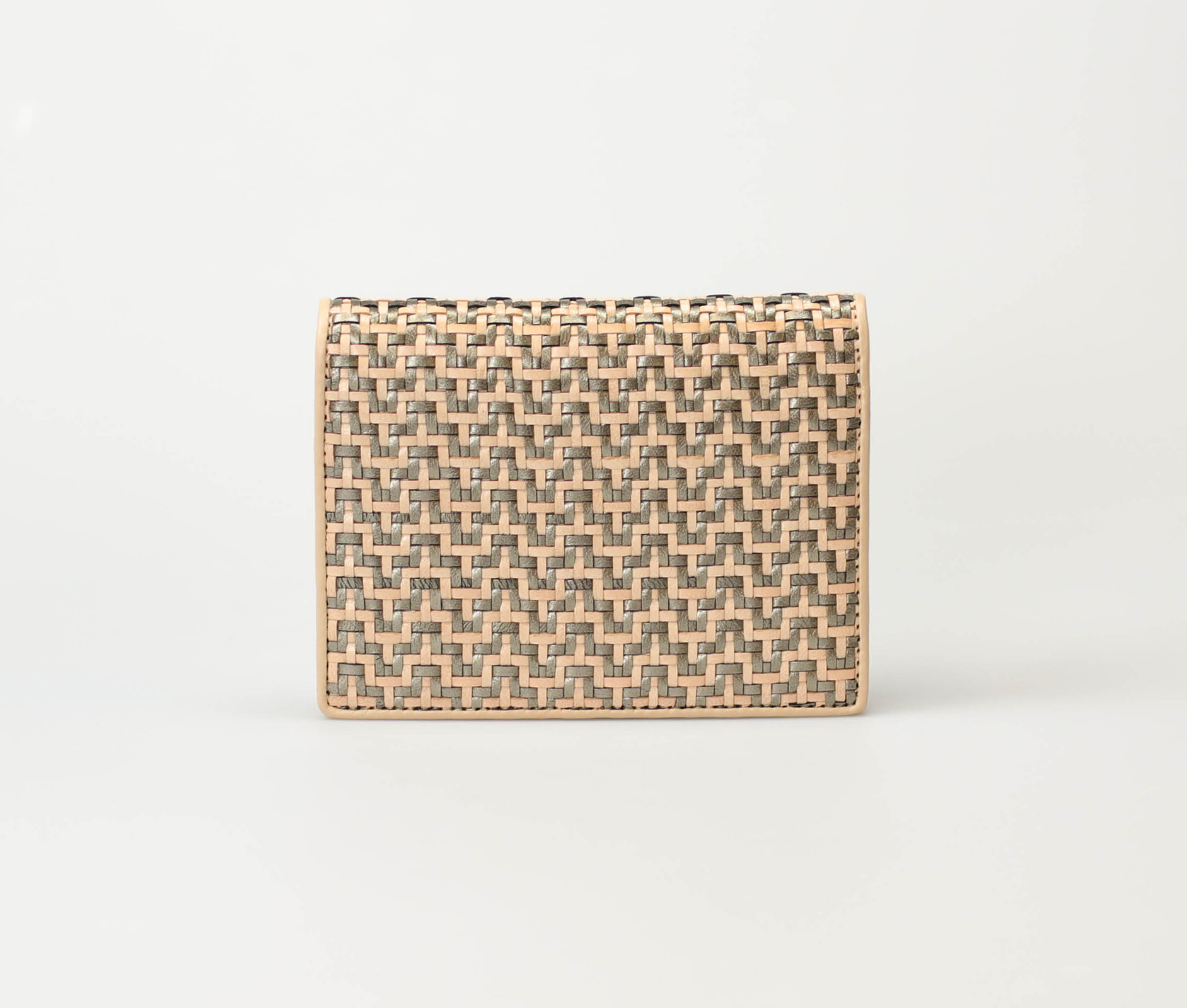 cream-metallic-women-diagonal-weave-travel-wallet-jadila-tresse-1 Woven Card Holder