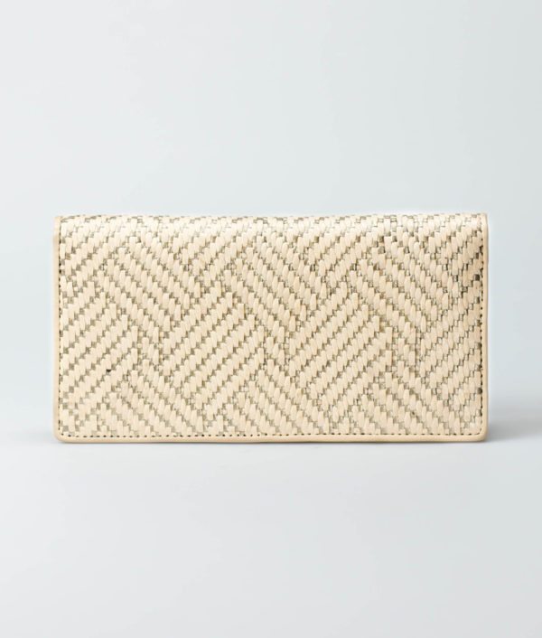 cream-women-diagonal-weave-long-wallet-dinlida-tresse-1 Book Purse