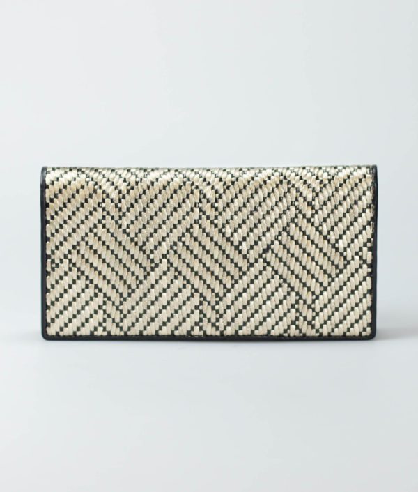 gold-metallic-women-diagonal-weave-long-wallet-dinlida-tresse-1 weave leather purse