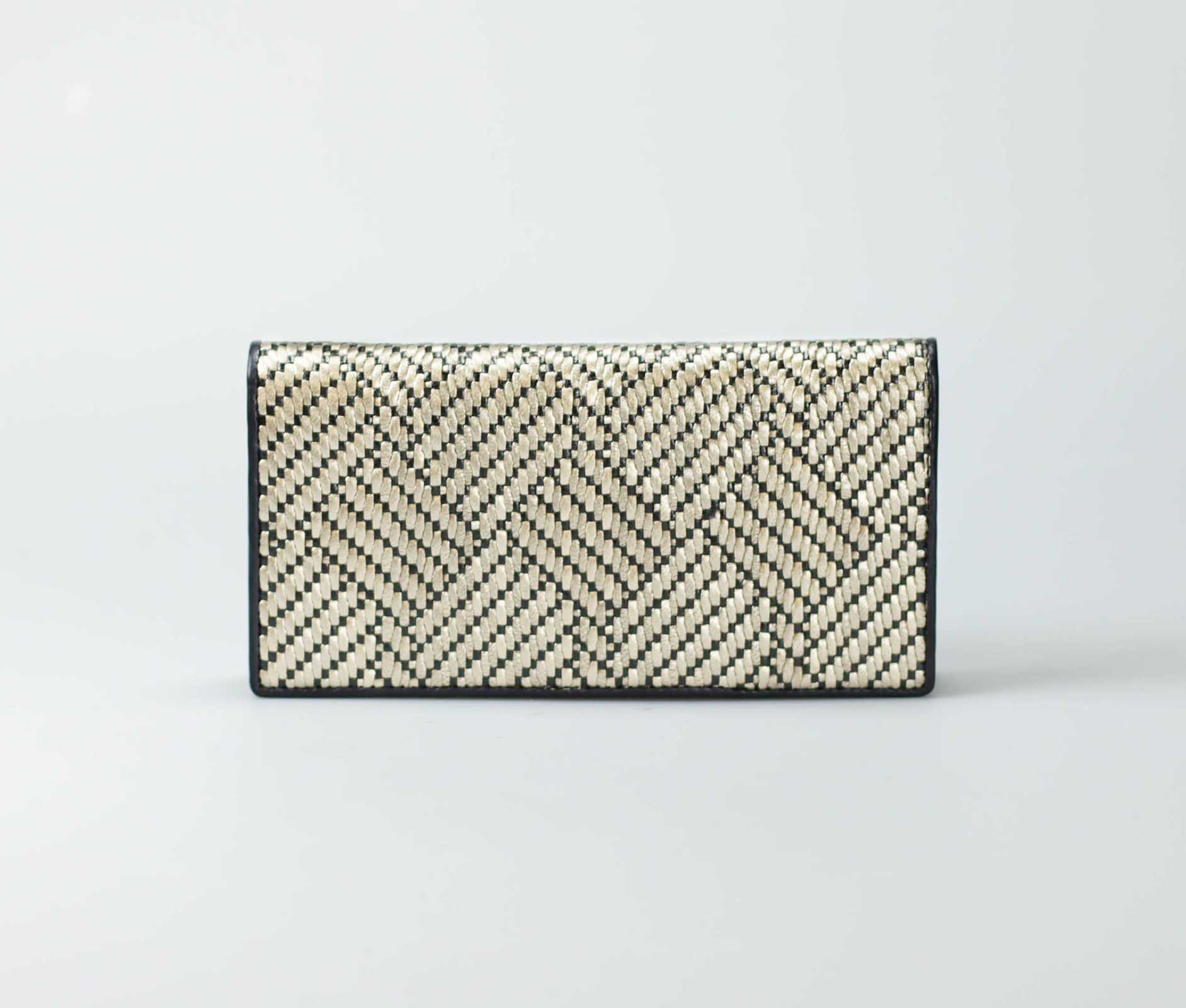 gold-metallic-women-diagonal-weave-long-wallet-dinlida-tresse-1 weave leather purse