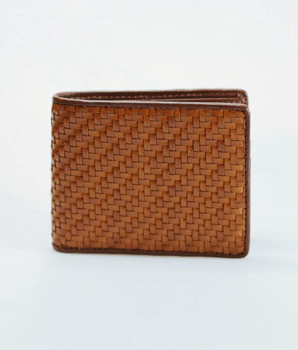 Tranca_Whiskey-Saddle Mens Bifold Woven Leather Wallet