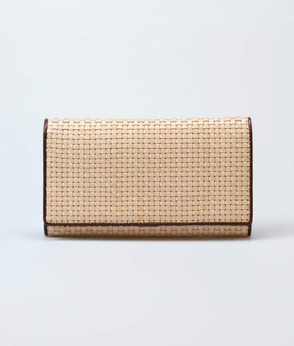 cream-women-classic-weave-long-trifold-wallet-orimono-tresse-1 cream-women-classic-weave-long-trifold-wallet-orimono-tresse-1