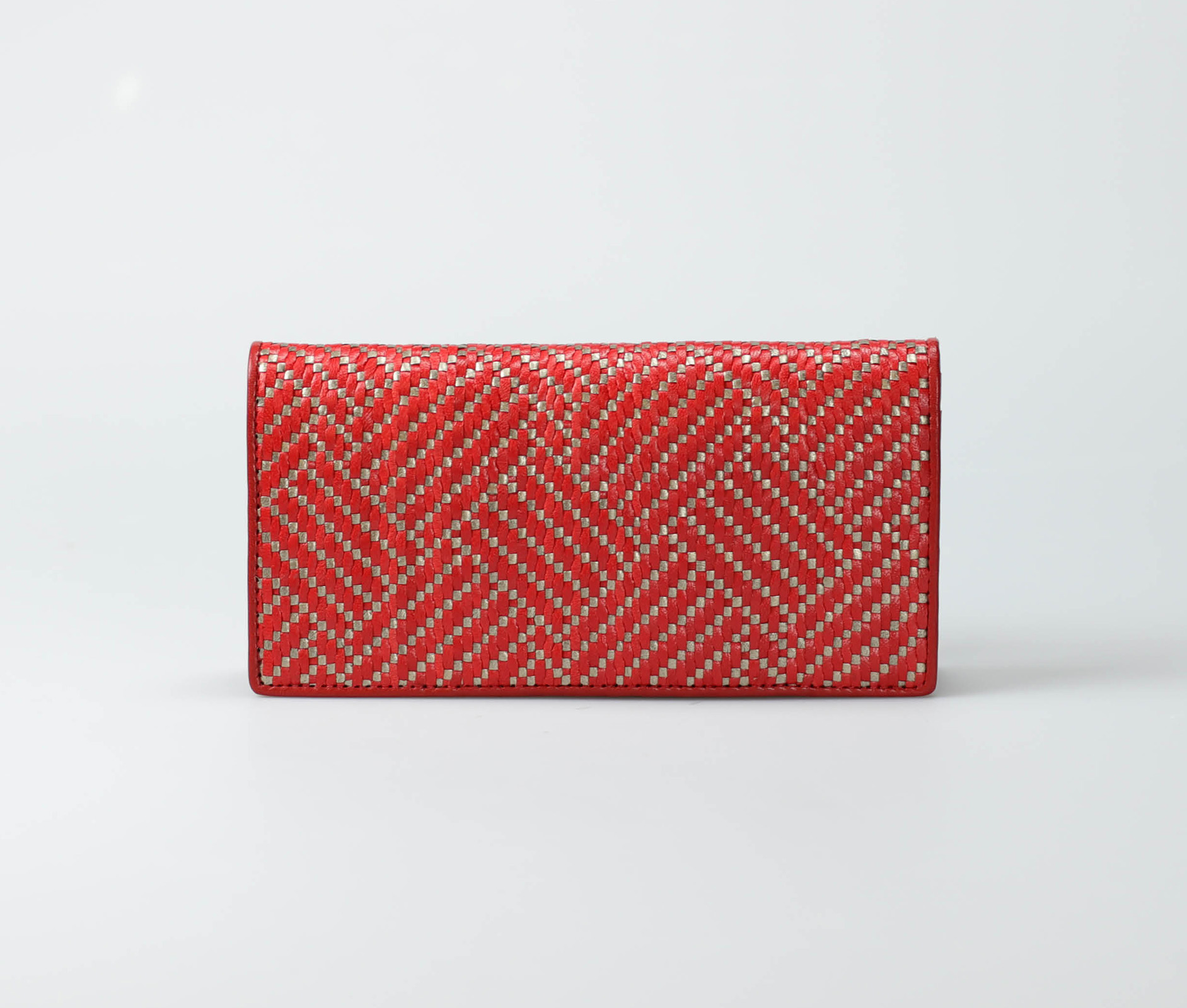 red-women-diagonal-weave-long-wallet-dinlida-tresse-1 Woven Book Purse